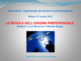 Origine preferenziale - Unione del Commercio di Milano