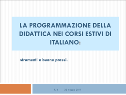 La programmazione della didattica nei corsi estivi di italiano