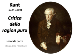 Kant, La critica della ragion pura (seconda parte)