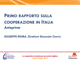 Primo rapporto sulla cooperazione in Italia Giuseppe Roma, DG