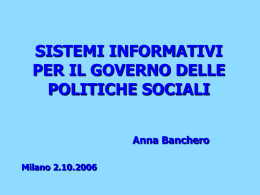 Sistemi Informativi per il governo delle politiche sociali