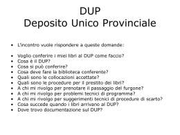 Presentazione: il DUP - Biblioteche della Provincia di Reggio Emilia