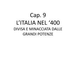 Cap. 8 L`ITALIA DEGLI STATI