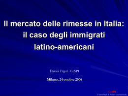 Il mercato delle rimesse in Italia: il caso degli immigrati