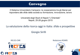 La valutazione della ricerca oggi in Italia: sfide e prospettive