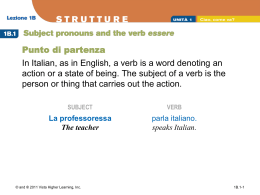 PowerPoint Presentation - 1B.1 Subject pronouns and the verb essere