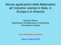 Alcune applicazioni della Matematica all` industria: esempi in Italia
