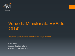 Verso la Ministeriale ESA del 2014