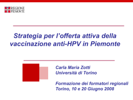 La vaccinazione HPV Strategie regionali
