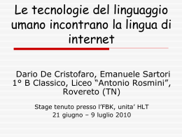 Le tecnologie del linguaggio umano incontrano la lingua di internet