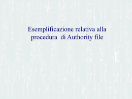 Esemplificazione relativa alla procedura di Authority File
