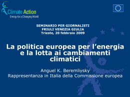 La politica europea per l`energia e la lotta ai cambiamenti climatici
