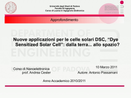 Nuove applicazioni per le celle solari DSC, “Dye - My-Lab