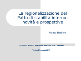 Presentazione: La regionalizzazione del Patto di