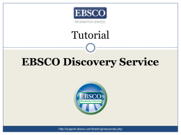 EDS Tutorial - EBSCO Support