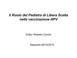 Il Ruolo del Pediatra di Libera Scelta nella vaccinazione HPV
