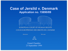 Case of Jersild v. Denmark Application no. 15890/89