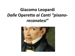 Giacomo Leopardi Dalle Operette ai Canti “pisano