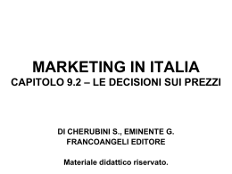 Slides cap. 9.2 Prezzo Mktg in Italia 2015.