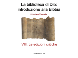 edizioni critiche - Bibbia & Scuola