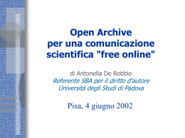 Open Archive per una comunicazione scientifica "free online"