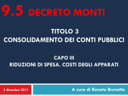 Decreto Monti – 9.5 Riduzione di spesa Costi