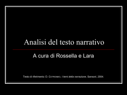Categorie di analisi del testo narrativo (a cura di Rossella e Lara