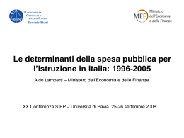 Le determinanti della spesa pubblica per l`istruzione in Italia: 1996