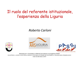 Il ruolo del referente istituzionale, l`esperienza della Liguria
