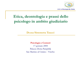 Dr.ssa Simonetta Taucci - Etica, deontologia e prassi dello