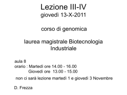 Lez3-4_Genomica_13-X-11 - Università degli Studi di Roma Tor