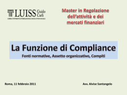 Compliance - Regolazione dell`attività e dei mercati finanziari