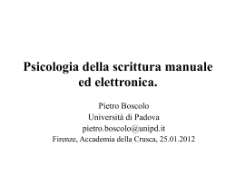 Lezione di Pietro Boscolo: Psicologia della scrittura manuale ed