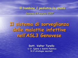 SORVEGLIANZA MALATTIE INFETTIVE: ASL 3: V. Turello 2007