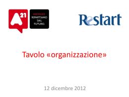 Presentazione Tavolo "Organizzazione"