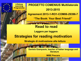 Read to read Leggere per leggere Strategies for reading motivation