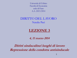 DIRITTO SINDACALE - Università di Urbino