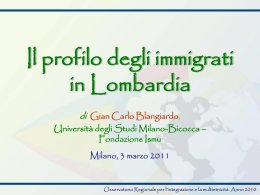 Il profilo degli immigrati in Lombardia