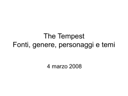02 The Tempest * Fonti, genere, personaggi e temi