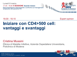 Iniziare con CD4>500 cell: vantaggi e svantaggi