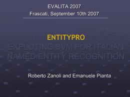 Exploiting SVM for Italian Named Entity Recognition