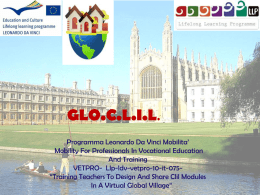 Presentazione progetto GLOCLIL e metodologia CLIL – ITE