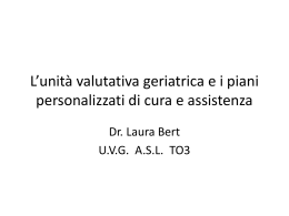 Bert - L`unità valutativa geriatrica e i piani personalizzati di cura e