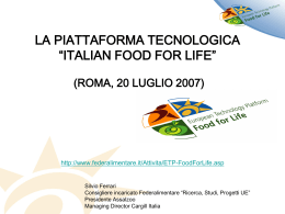La Piattaforma Tecnologica "Italian Food For Life"