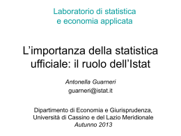Il ruolo dell`Istat - Università degli Studi di Cassino