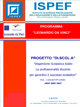 Presentazione - DI.SCOL.A. "Dispersione Scolastica Addio"