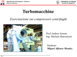 Esercitazione sui compressori centrifughi