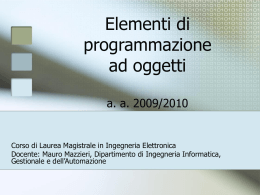 Elementi di programmazione ad oggetti a. a. 2009/2001