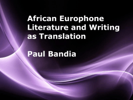 Paul Bandia in translation