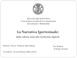 La narrativa ipertestuale - Cim - Università degli studi di Pavia